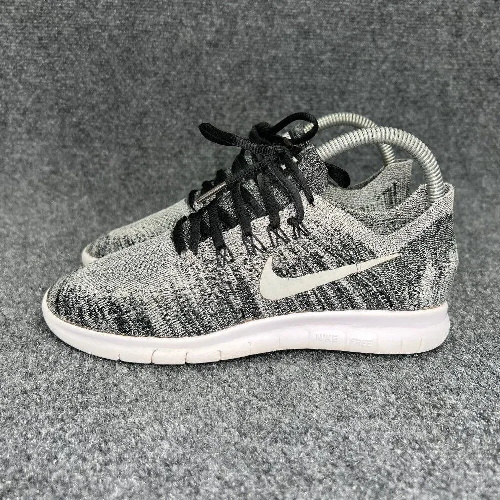 Nike Free RN Flykint 2017 Running Shoes Women's Size 6 Black White Oreo Athletic